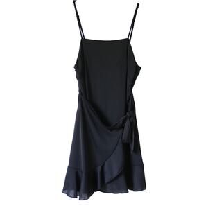 Black Altar'd State Britta Marjorie Wrap Mini Dress Ruffle Homecoming XS